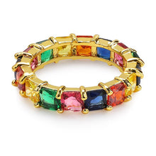 Load image into Gallery viewer, Hip Hop Bling Iced Out Square Cubic Zirconia Ring Tennis Chain Rings Women Men 1 Rows CZ Zircon Ring Jewelry Gold Silver