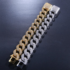 Micro Paved AAA+ Cubic Zirconia Round Miami Cuban Link Chain Bracelet For Men Hip Hop Bling Iced Out CZ Rapper Bracelets Jewelry