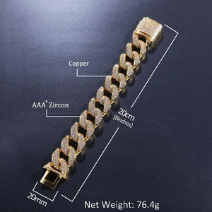 Micro Paved AAA+ Cubic Zirconia Round Miami Cuban Link Chain Bracelet For Men Hip Hop Bling Iced Out CZ Rapper Bracelets Jewelry