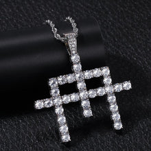 Load image into Gallery viewer, Hip Hop AAA Cubic Zirconia Paved Bling Iced Out 3 Cross Splice Pendants Necklace for Men Hiphop Rapper Jewelry Silver