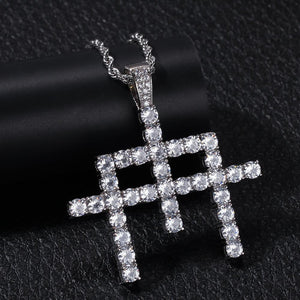 Hip Hop AAA Cubic Zirconia Paved Bling Iced Out 3 Cross Splice Pendants Necklace for Men Hiphop Rapper Jewelry Silver