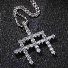 Load image into Gallery viewer, Hip Hop AAA Cubic Zirconia Paved Bling Iced Out 3 Cross Splice Pendants Necklace for Men Hiphop Rapper Jewelry Silver