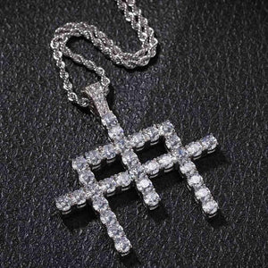 Hip Hop AAA Cubic Zirconia Paved Bling Iced Out 3 Cross Splice Pendants Necklace for Men Hiphop Rapper Jewelry Silver