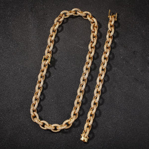 Hip Hop Micro Pave AAA Cubic Zirconia Gold Silver Round Link Chain Chokers Necklaces for Men Rapper Jewelry Drop Shipping