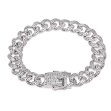 Load image into Gallery viewer, 13mm wide Hip Hop CZ Stones Paved Bling Iced Out Round Miami Curb Cuban Link Chain Bracelets for Men Rapper Jewelry Gold Silver