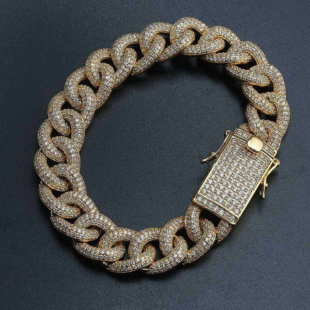 Micro Paved AAA Cubic Zirconia Miami Curb Cuban Chain Bracelet For Men Hip Hop Bling Iced Out CZ Rapper Bracelets Jewelry 7